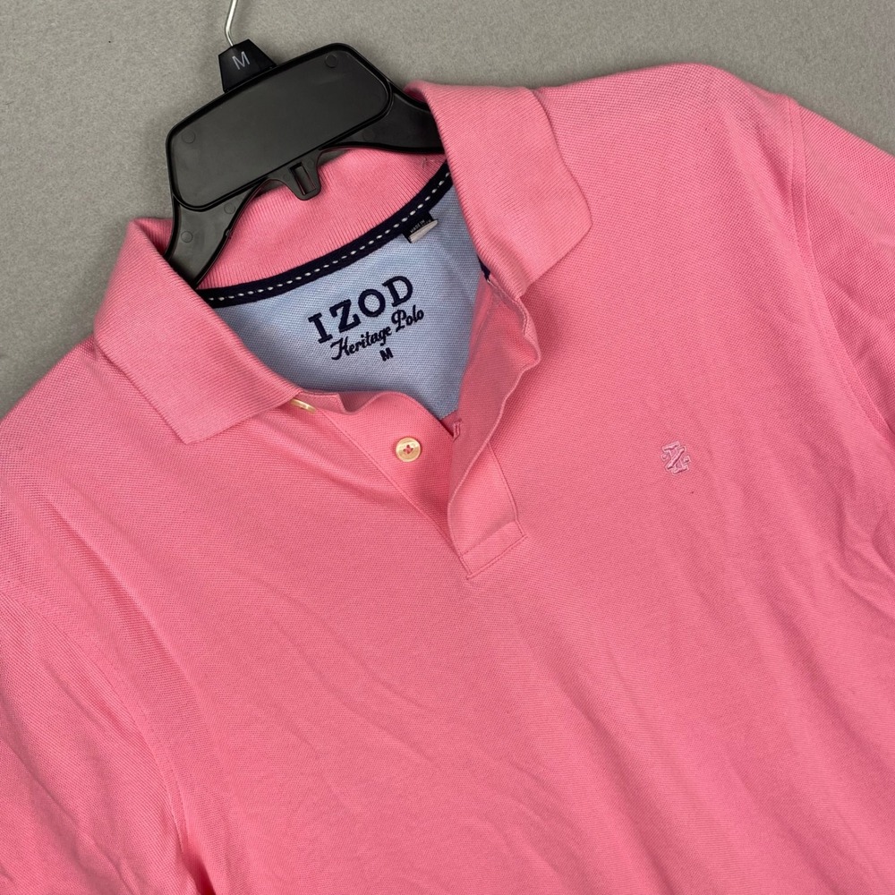 Izod Heritage Polo Mens Medium Pink Short Sleeve Cotton Pique Shirt